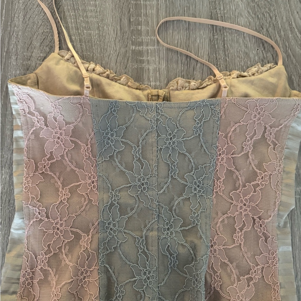 Casadie Y2K vintage corset lace top blue cream Pink - Picture 3 of 14